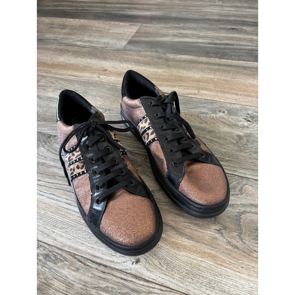 Geox Respira Sneakers 10.5 Bronze Cheetah Metallic Glam Streetwear Luxury Mob